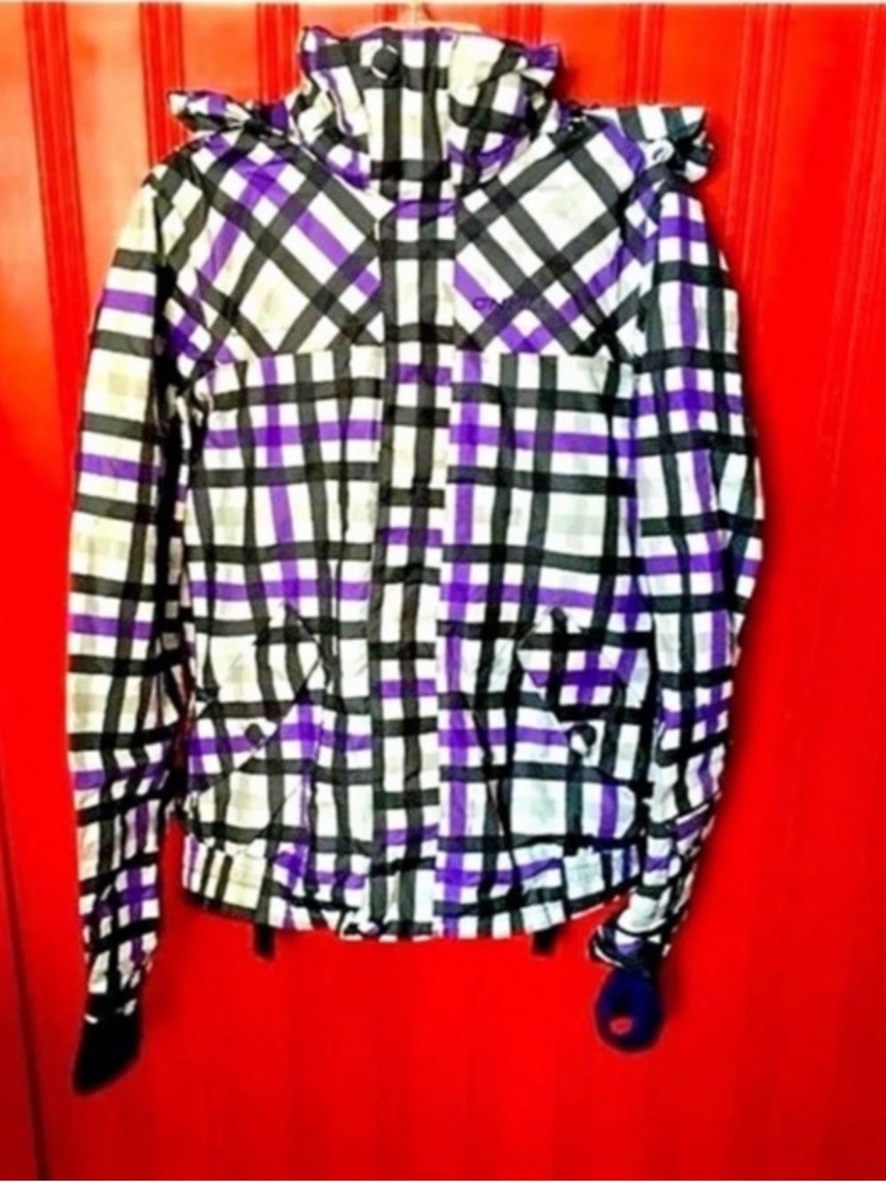 O'Neill Fifty2 Series Plaid Ski Jacket Purple & Black Size XS
